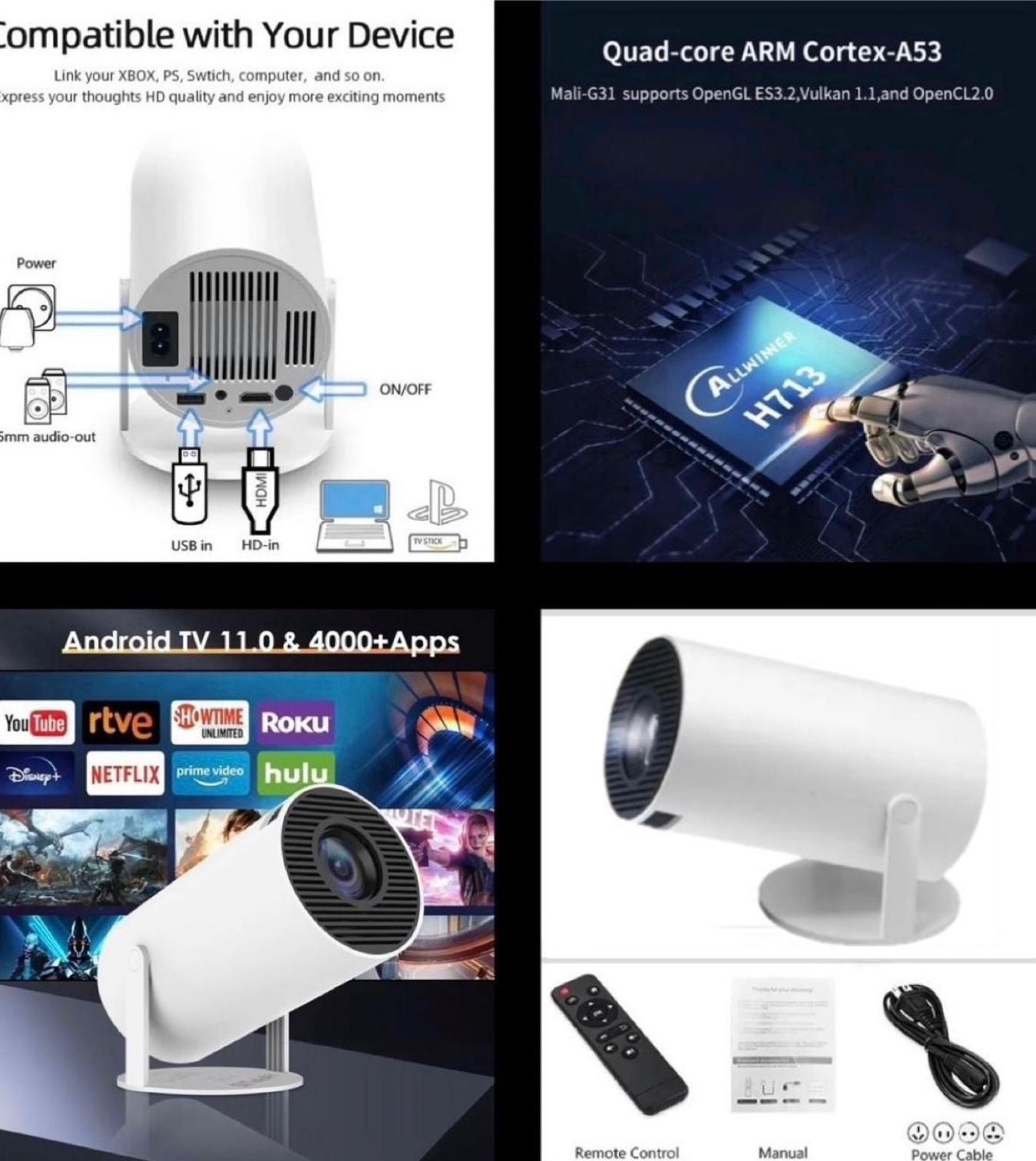 4K Ultra HD Projector with remote